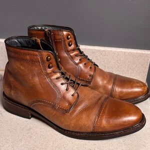 Johnston & Murphy Men's XC Flex Raleigh Cap Toe Zip Boots Brown Leather Sz 10